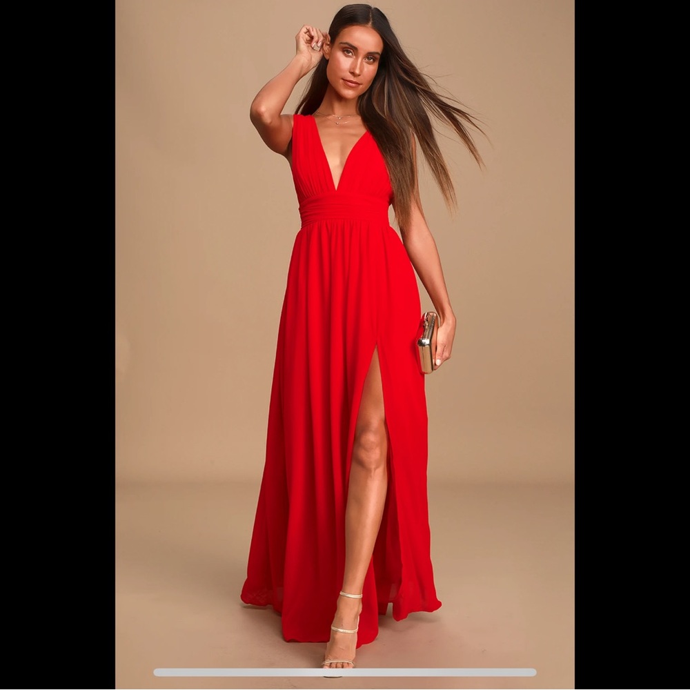 Lulus Heavenly Hues Red Maxi Dress
